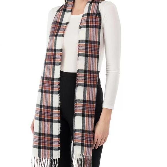 Jenni Ivory Plaid Scarf NWT - Picture 1 of 7